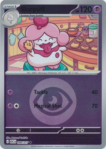 ME Ascended Heroes 094/217 Slurpuff (Reverse Holo ENERGY SYMBOL)