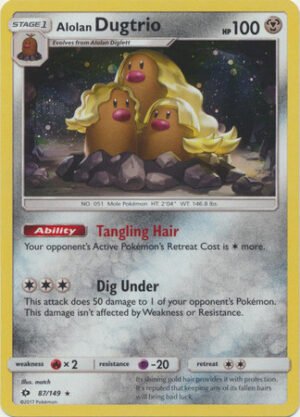 Sun and Moon (Base Set) 87/149 Alolan Dugtrio (Cosmo Holo)
