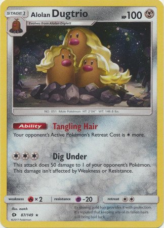 Sun and Moon (Base Set) 87/149 Alolan Dugtrio (Cosmo Holo)