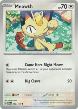 Scarlet & Violet 151 052/165 Meowth