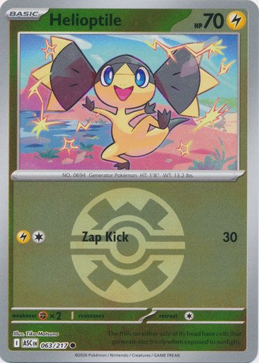 ME Ascended Heroes 063/217 Helioptile (Reverse Holo BALL SYMBOL)