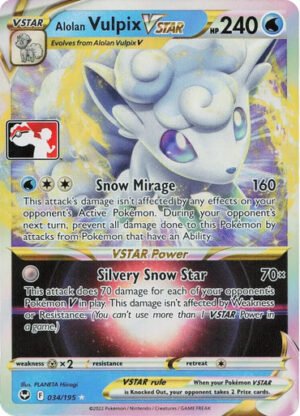 SWSH Silver Tempest 034/195 Alolan Vulpix VSTAR (Prize Pack League Promo)
