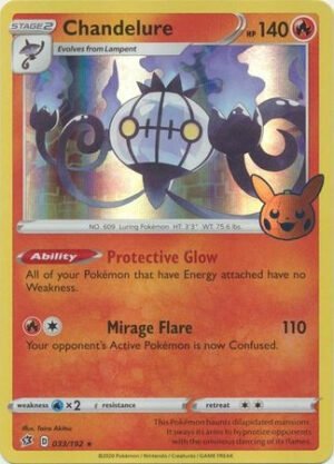 Rebel Clash 033/192 Chandelure (Pikachu Pumpkin Holo Stamp)