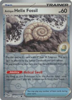Scarlet & Violet 151 153/165 Antique Helix Fossil (Reverse Holo)