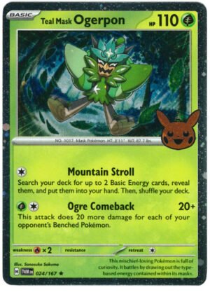 SV Twilight Masquerade 024/167 Teal Mask Ogerpon (Pikachu Pumpkin Cosmo Holo Stamp)