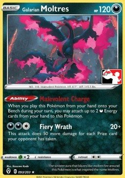 Evolving Skies 093/203 Galarian Moltres (Prize Pack League Promo Non-Holo)