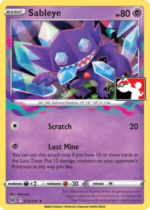 SWSH Lost Origin 070/196 Sableye (Prize Pack League Promo Non-Holo)