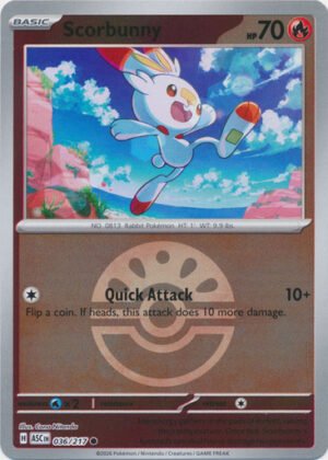 ME Ascended Heroes 036/217 Scorbunny (Reverse Holo BALL SYMBOL)