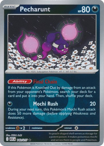 ME Ascended Heroes 143/217 Pecharunt (Reverse Holo ENERGY SYMBOL)