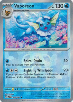 SV Prismatic Evolutions 022/131 Vaporeon (MASTER BALL Pattern Holo)