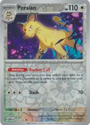 Scarlet & Violet 151 053/165 Persian (Reverse Holo)