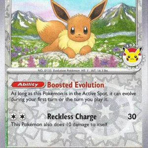 SV Prismatic Evolutions 074/131 Eevee (Reverse Cosmo Holo Pokemon Day Stamp
