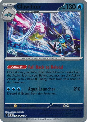 Mega Evolution 038/132 Clawitzer (Reverse Holo)