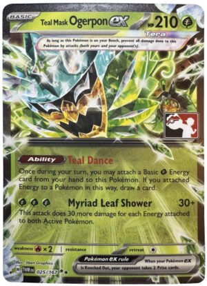 SV Twilight Masquerade 025/167 Teal Mask Ogerpon ex (Prize Pack League Promo Right Side Stamp)
