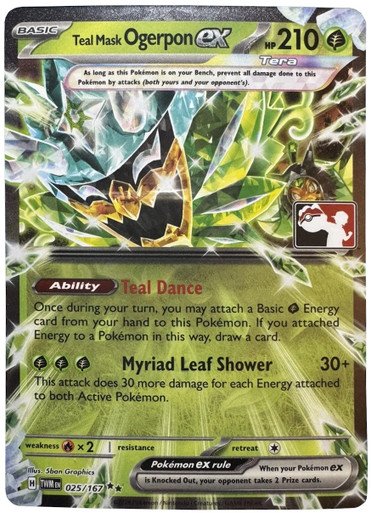 SV Twilight Masquerade 025/167 Teal Mask Ogerpon ex (Prize Pack League Promo Right Side Stamp)