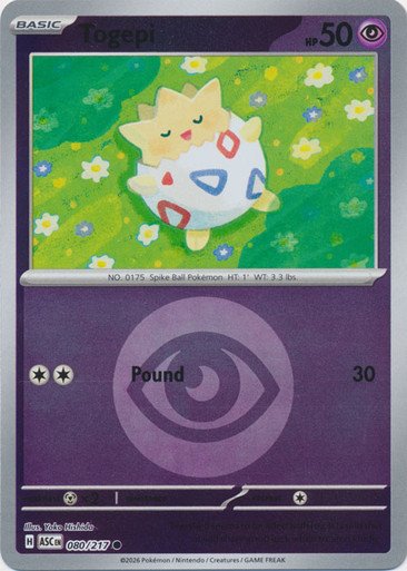 ME Ascended Heroes 080/217 Togepi (Reverse Holo ENERGY SYMBOL)