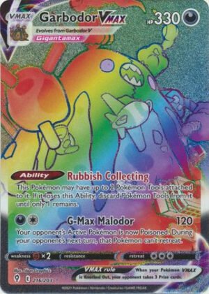 Evolving Skies 216/203 Garbodor VMAX (Rainbow Rare)
