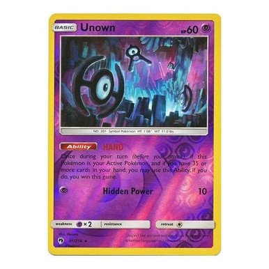 SM Lost Thunder 91/214 Unown (Hand) (Reverse Holo)
