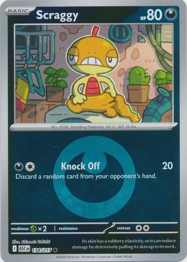 ME Ascended Heroes 134/217 Scraggy (Reverse Holo ENERGY SYMBOL)