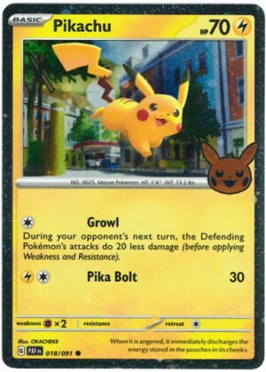 SV Paldean Fates 018/091 Pikachu (Pikachu Pumpkin Cosmo Holo Stamp)