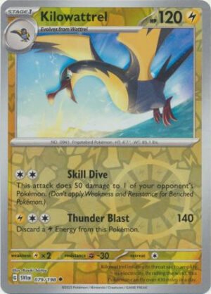 Scarlet & Violet (Base Set) 079/198 Kilowattrel (Reverse Holo)