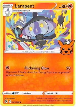 SWSH Lost Origin 025/196 Lampent (Pikachu Pumpkin Stamp)