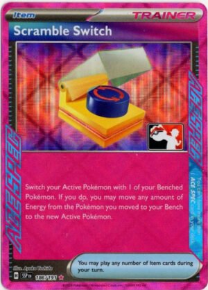 SV Surging Sparks 186/191 Scramble Switch (ACE Spec Prize Pack League Promo Holo)