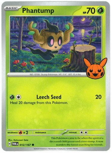 SV Twilight Masquerade 012/167 Phantump (Pikachu Pumpkin Stamp)