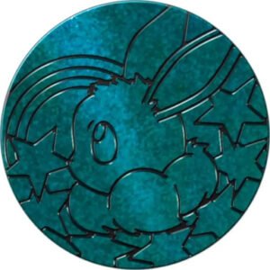 Teal Blue & Black Glitter Eevee Oversized Coin