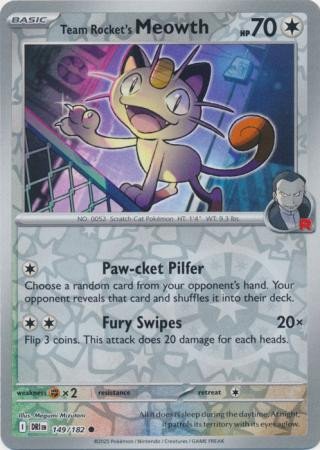 SV Destined Rivals 149/182 Team Rocket’s Meowth (Reverse Holo)