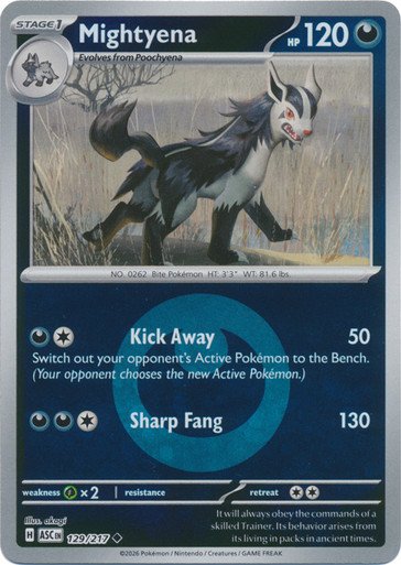 ME Ascended Heroes 129/217 Mightyena (Reverse Holo ENERGY SYMBOL)