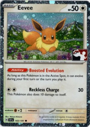 SV Surging Sparks 143/191 Eevee (Prize Pack League Promo Cosmo Holo)