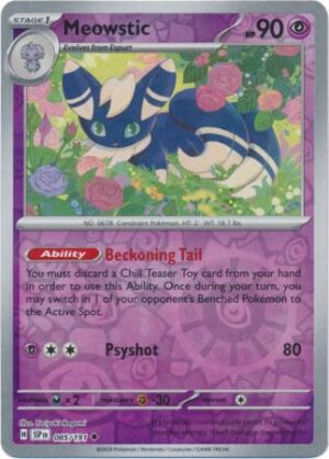 SV Surging Sparks 085/191 Meowstic (Reverse Holo)