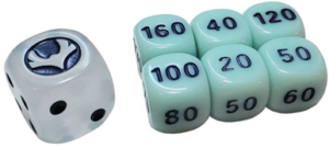 SWSH Silver Tempest White w/ Blue & Pale Blue (small) Dice