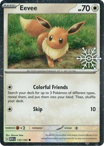 Scarlet & Violet 151 133/165 Eevee (Cosmo Holo w/ Snowflake Stamp)