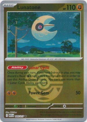 ME Ascended Heroes 105/217 Lunatone (Reverse Holo BALL SYMBOL)
