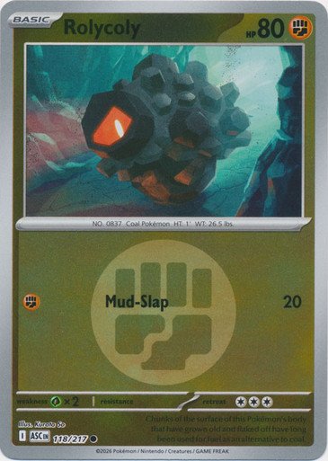 ME Ascended Heroes 118/217 Rolycoly (Reverse Holo ENERGY SYMBOL)