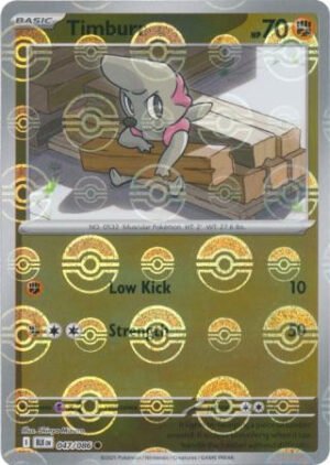 SV Black Bolt 047/086 Timburr (POKE BALL Reverse Holo)