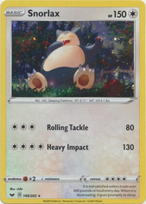 Sword & Shield (Base) 140/202 Snorlax (Cosmo Holo)