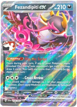 SV Shrouded Fable 038/064 Fezandipiti ex (Prize Pack League Promo Left Side Stamp)
