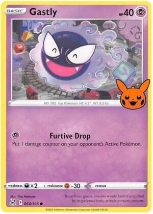 SWSH Lost Origin 064/196 Gastly (Pikachu Pumpkin Stamp)
