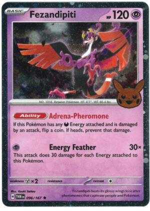 SV Twilight Masquerade 096/167 Fezandipiti (Pikachu Pumpkin Cosmo Holo Stamp)