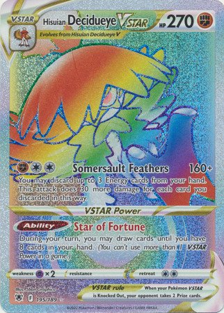 Astral Radiance 195/189 Hisuian Decidueye VSTAR (Rainbow Rare)