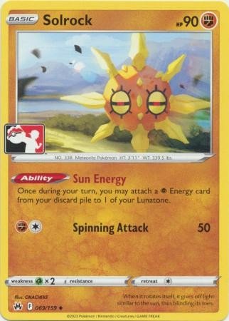 Crown Zenith 069/159 Solrock (Prize Pack League Promo Non-Holo)