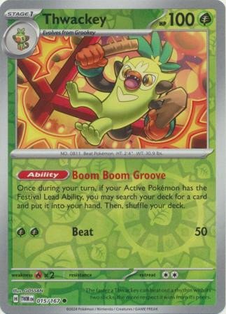 SV Twilight Masquerade 015/167 Thwackey (Reverse Holo)