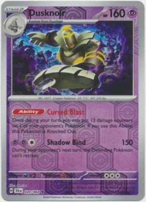 SV Shrouded Fable 020/064 Dusknoir (Reverse Holo)