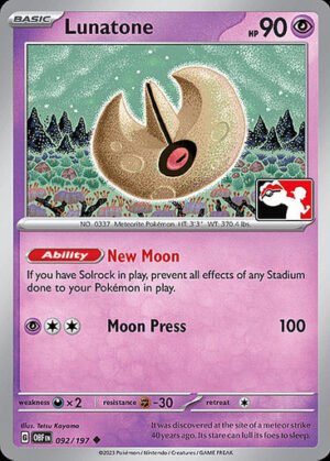 SV Obsidian Flames 092/197 Lunatone (Prize Pack League Promo Non-Holo)