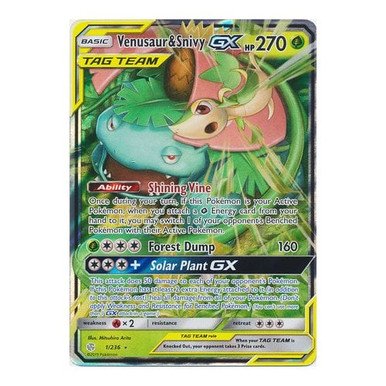 SM Cosmic Eclipse 001/236 Venusaur & Snivy GX (Tag Team Half Art)