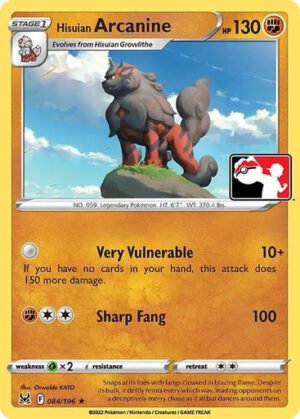 SWSH Lost Origin 084/196 Hisuian Arcanine (Prize Pack League Promo Non-Holo)