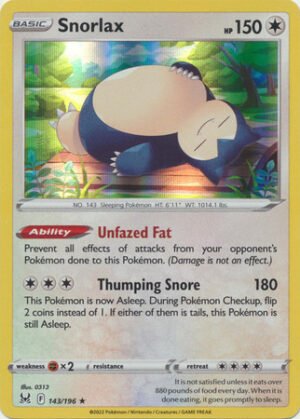 SWSH Lost Origin 143/196 Snorlax (Holo)